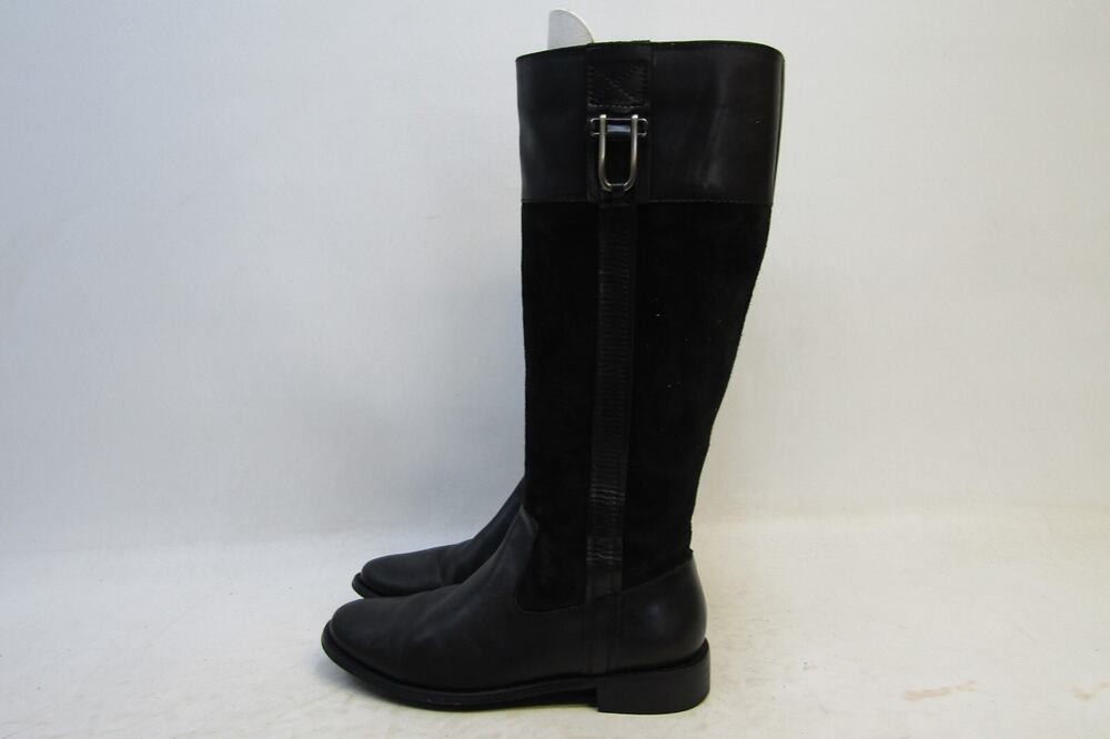 ANNE KLEIN Womens Size 6.5 M Black Leather Suede Knee High Zip Fashion Boots